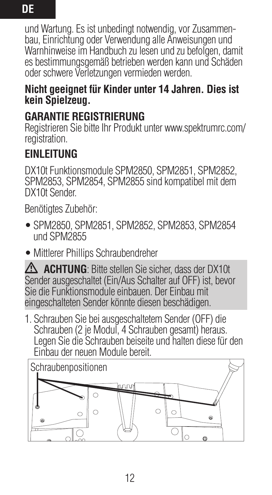 Spektrum SPM2850 DX10t User Manual | Page 12 / 36