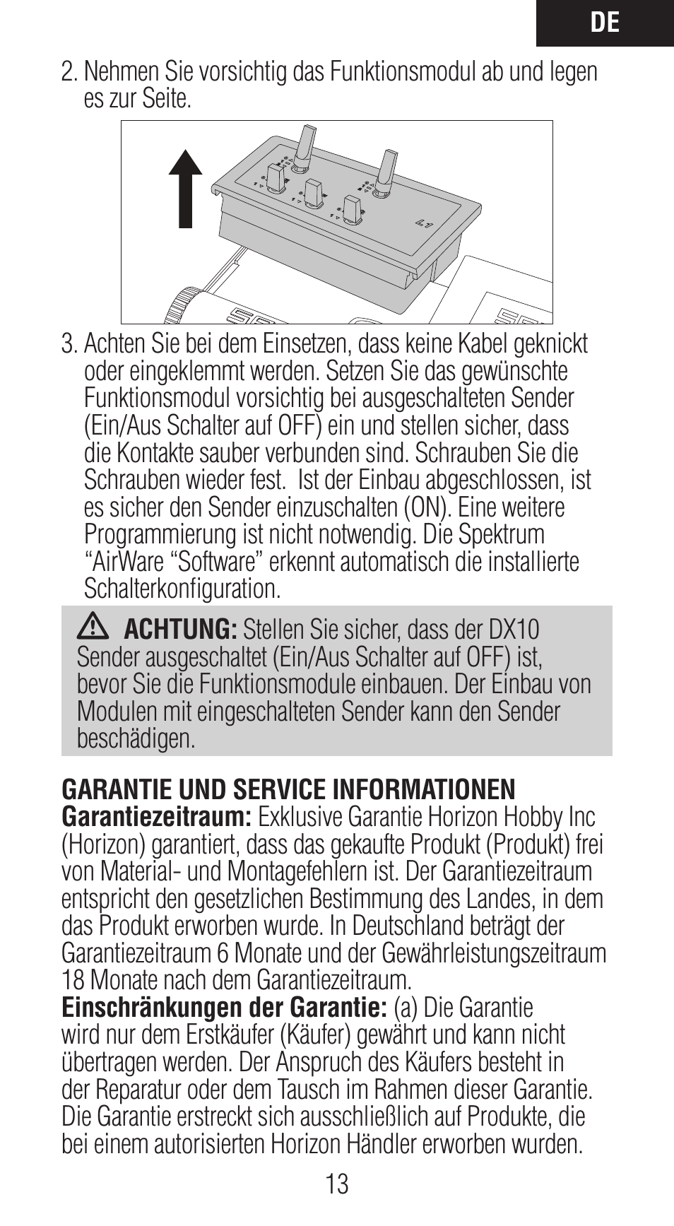 Spektrum SPM2850 DX10t User Manual | Page 13 / 36