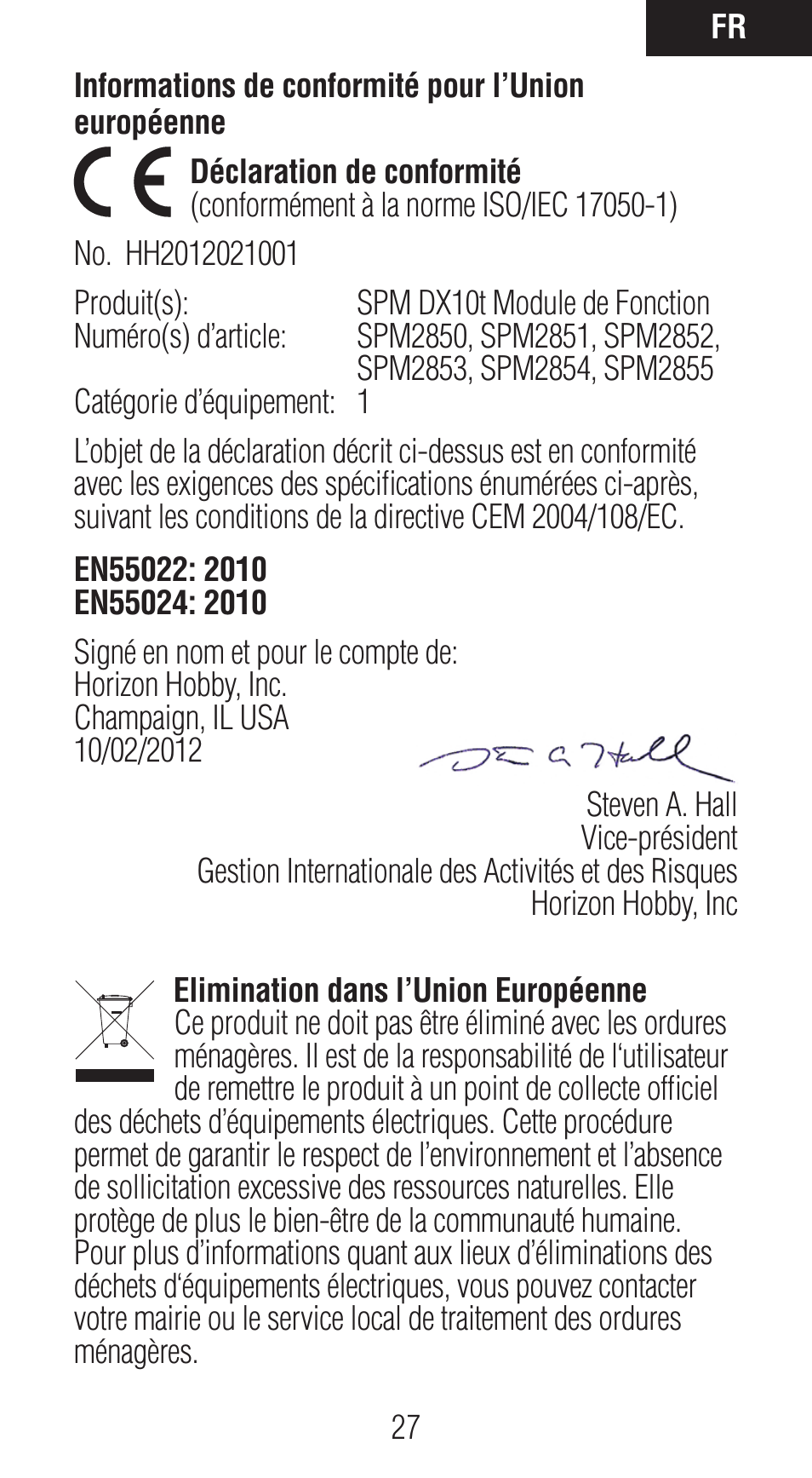 Spektrum SPM2850 DX10t User Manual | Page 27 / 36