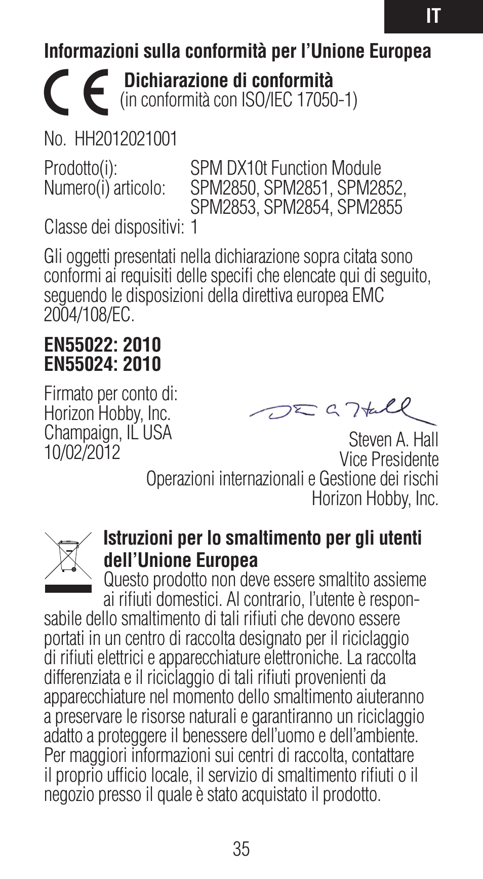 Spektrum SPM2850 DX10t User Manual | Page 35 / 36