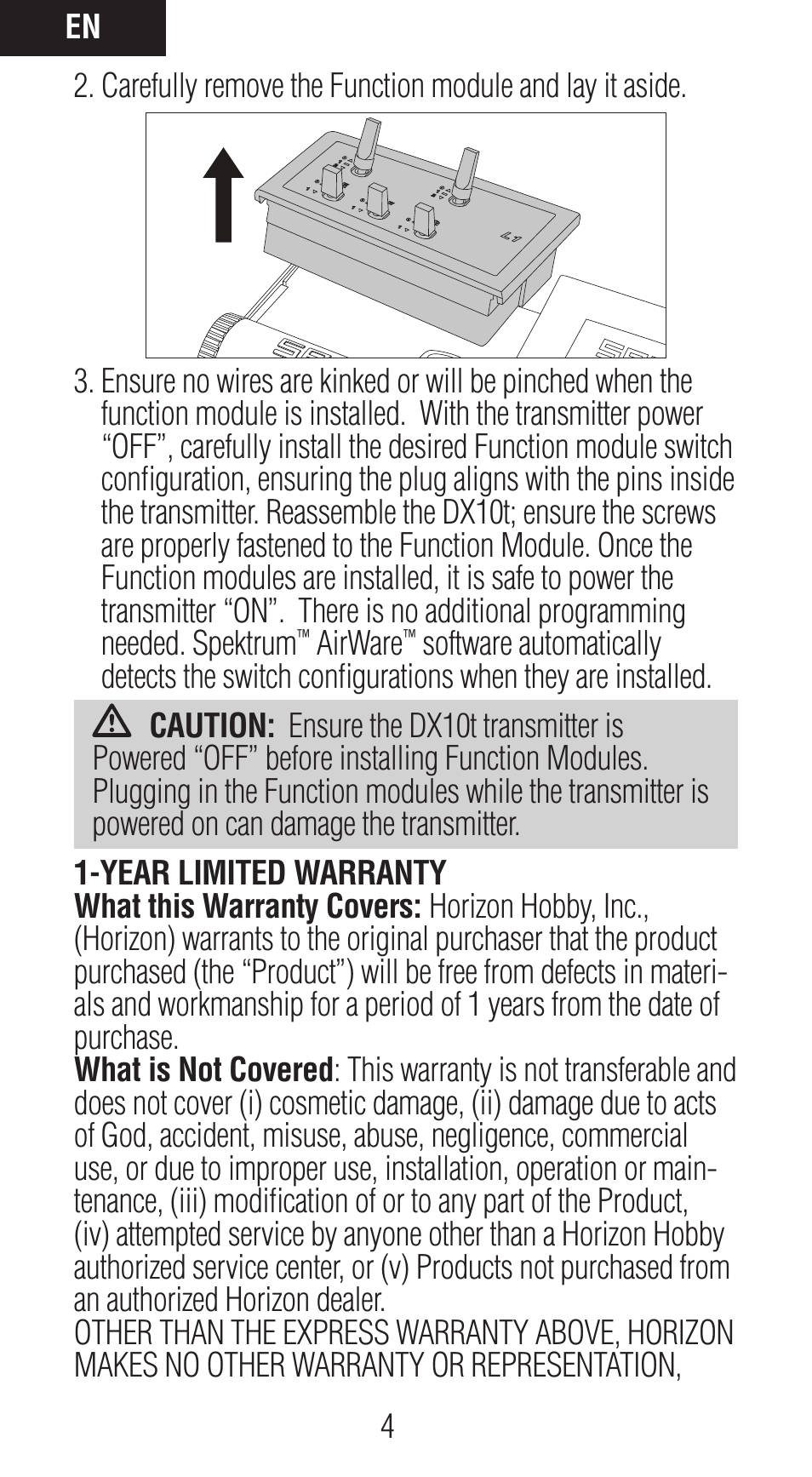 Spektrum SPM2850 DX10t User Manual | Page 4 / 36