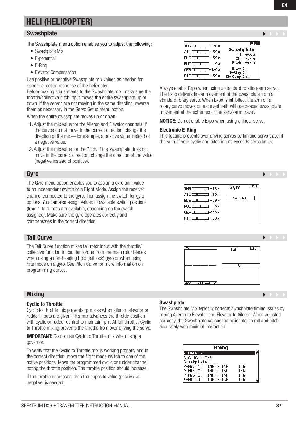 Heli (helicopter) | Spektrum DX6 User Manual | Page 37 / 48