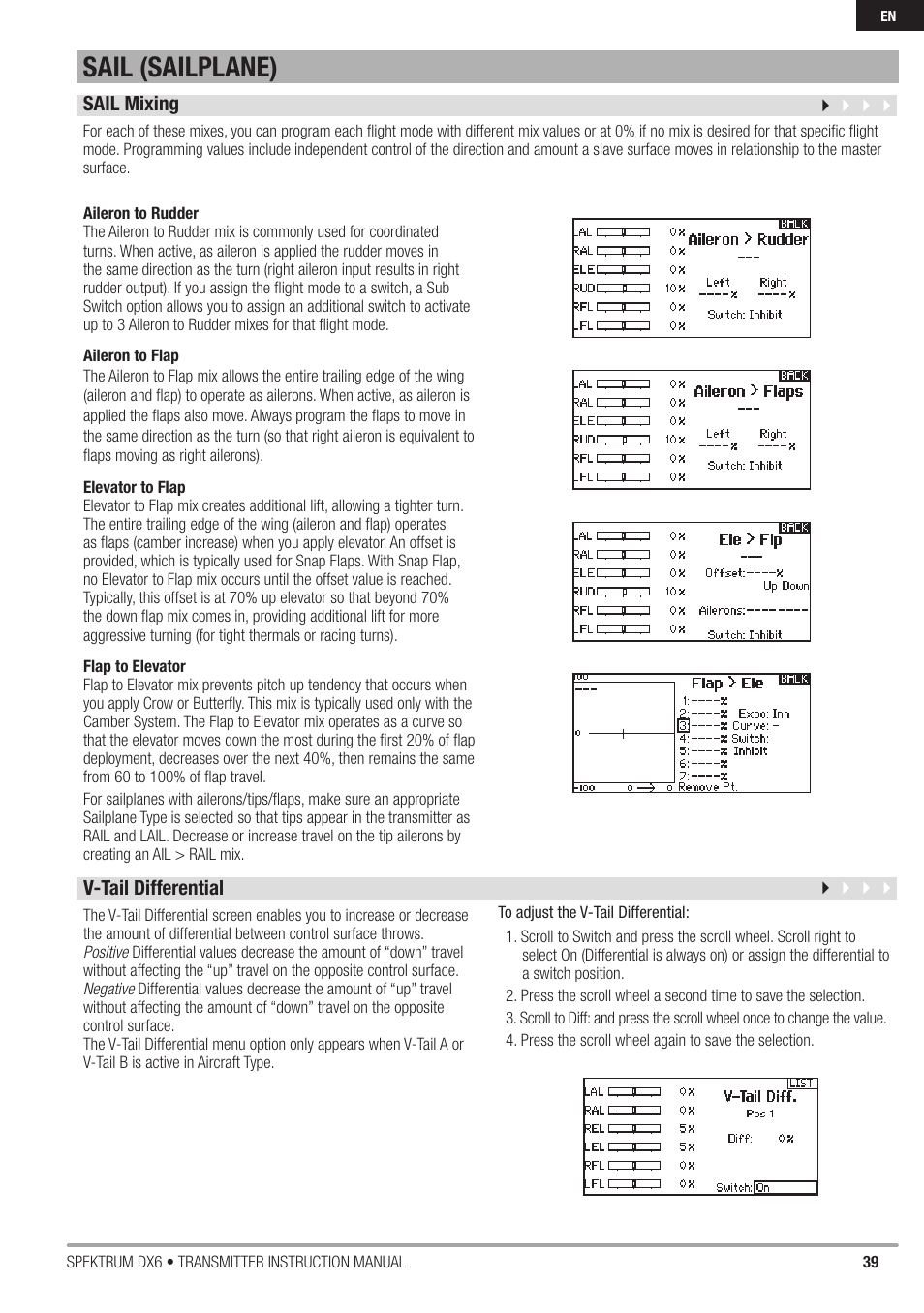 Sail (sailplane) | Spektrum DX6 User Manual | Page 39 / 48