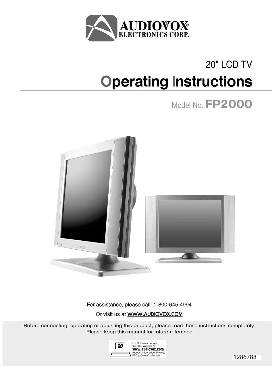 Audiovox FP2000 User Manual | 43 pages