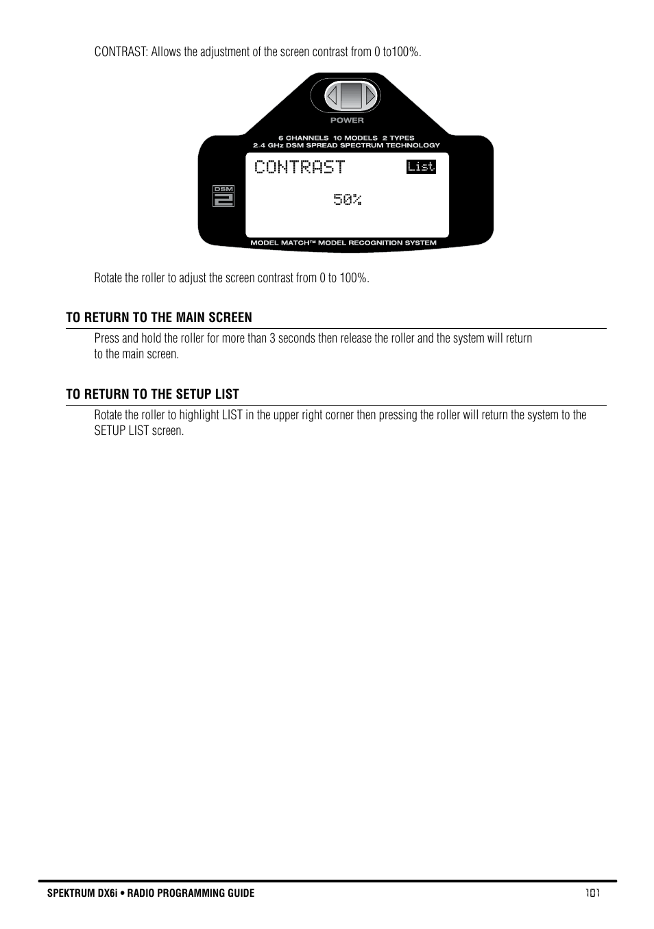 Contrast | Spektrum DX6i User Manual | Page 101 / 140
