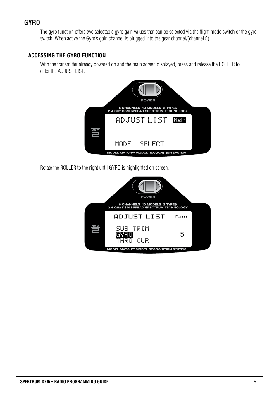 Adjust list | Spektrum DX6i User Manual | Page 115 / 140