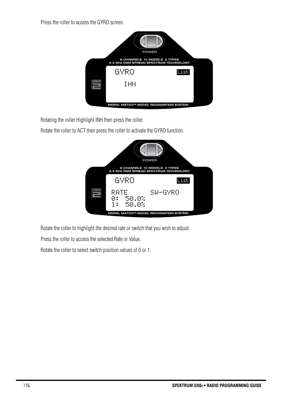 Gyro | Spektrum DX6i User Manual | Page 116 / 140
