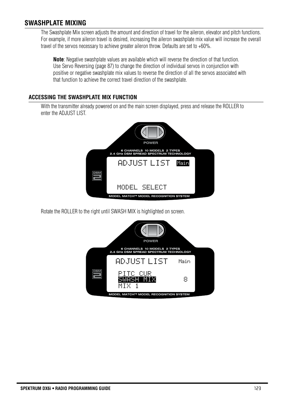 Adjust list | Spektrum DX6i User Manual | Page 123 / 140