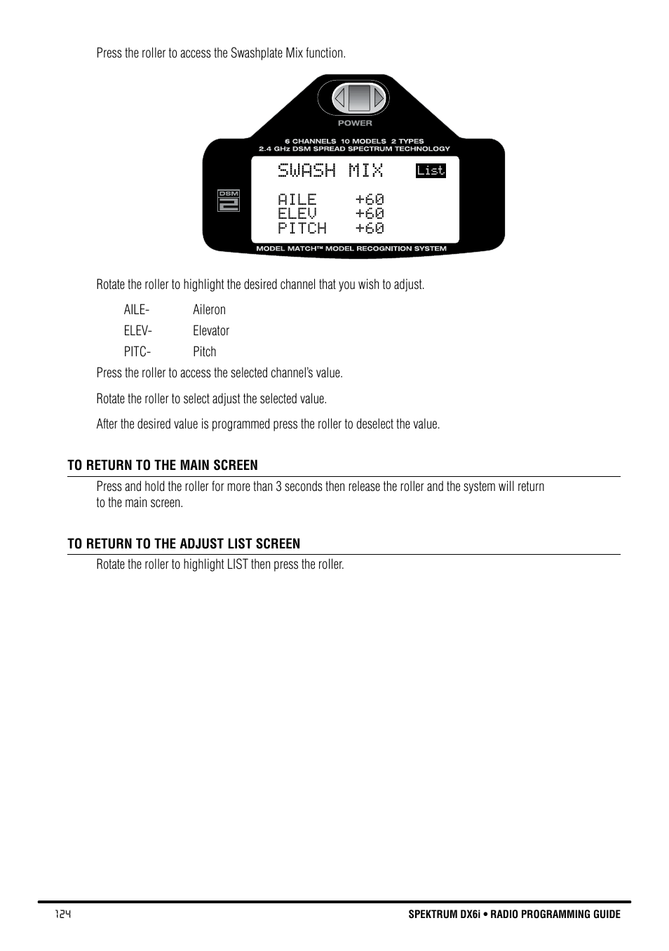 Swash mix | Spektrum DX6i User Manual | Page 124 / 140