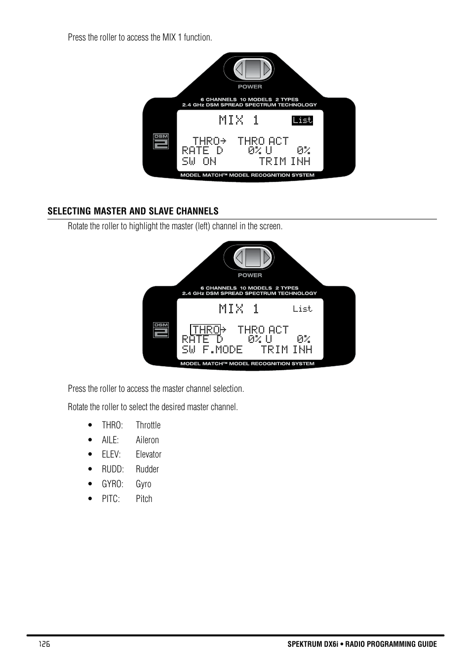 Mix 1 | Spektrum DX6i User Manual | Page 126 / 140