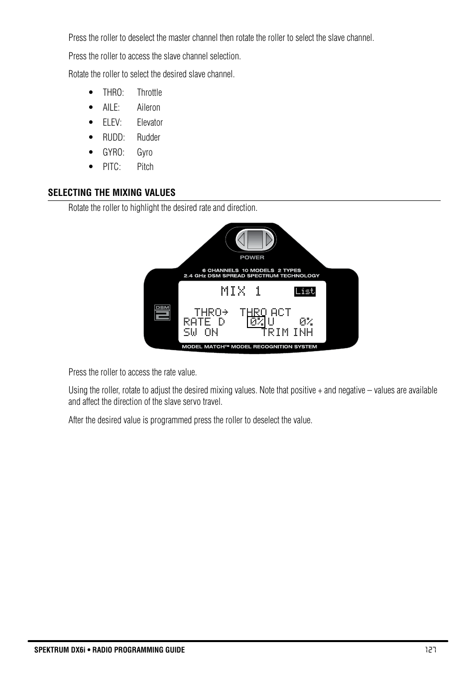 Mix 1 | Spektrum DX6i User Manual | Page 127 / 140