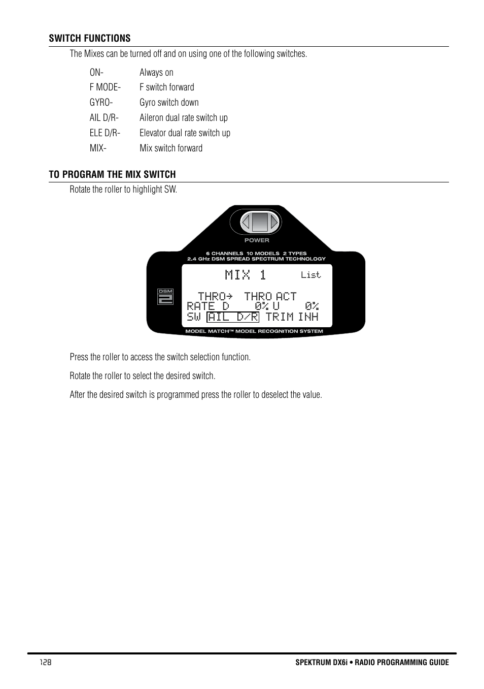 Mix 1 | Spektrum DX6i User Manual | Page 128 / 140