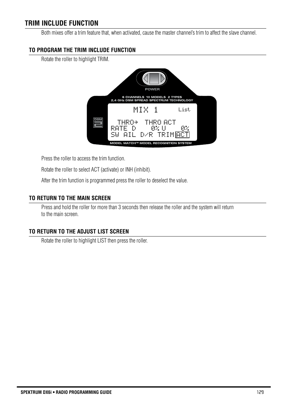 Mix 1 | Spektrum DX6i User Manual | Page 129 / 140