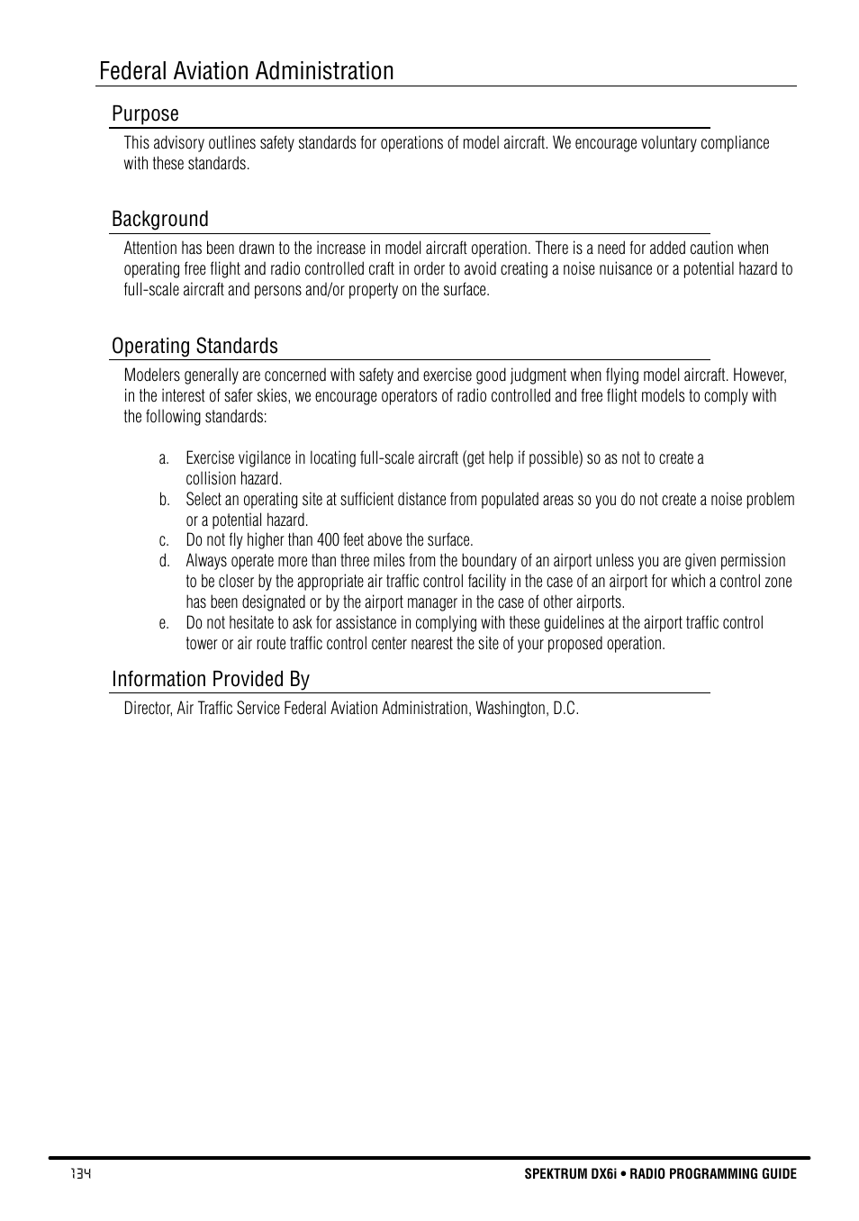 Federal aviation administration | Spektrum DX6i User Manual | Page 134 / 140