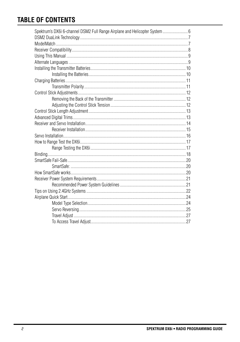 Spektrum DX6i User Manual | Page 2 / 140