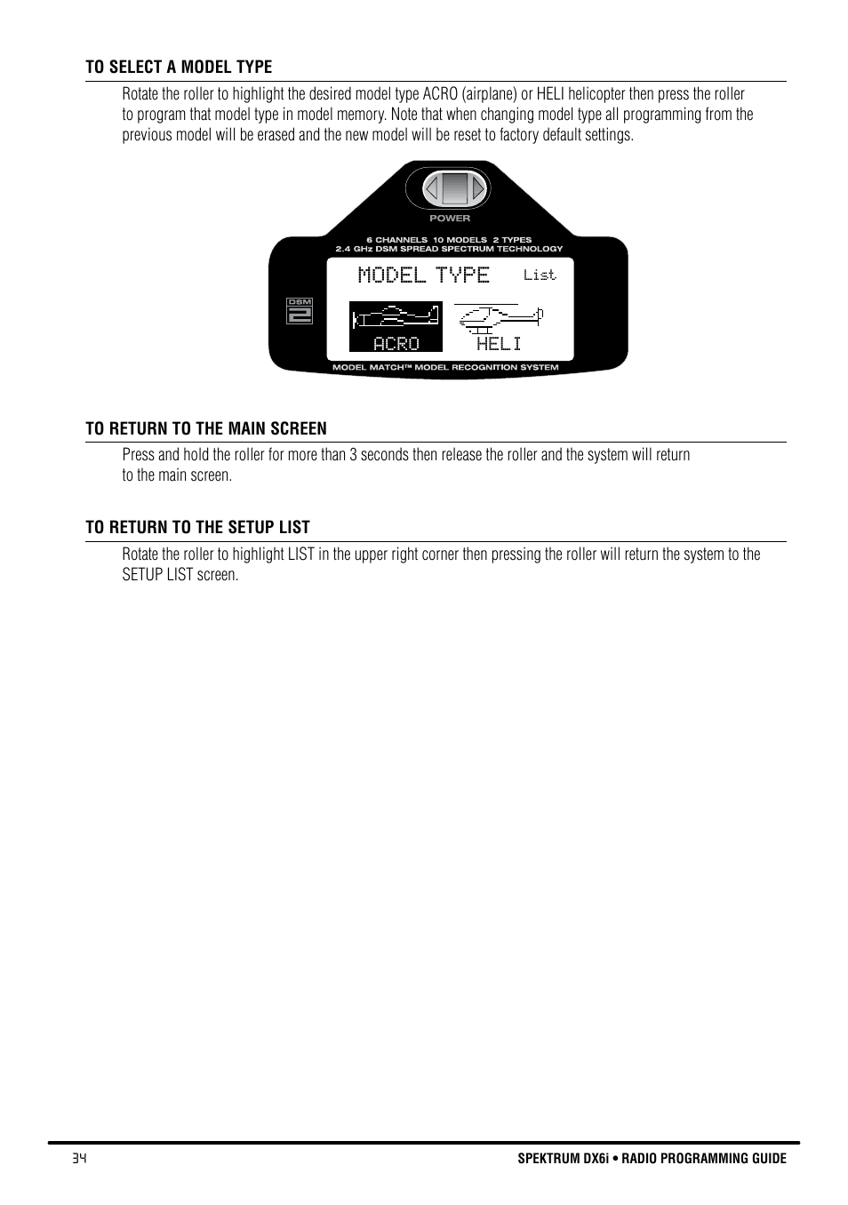 Model type | Spektrum DX6i User Manual | Page 34 / 140