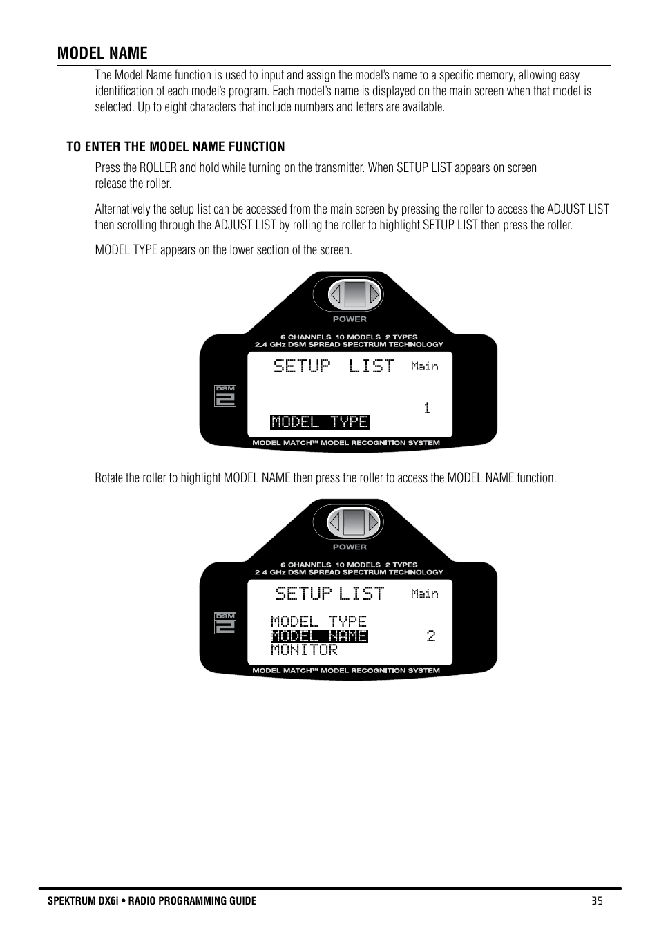 Setup list | Spektrum DX6i User Manual | Page 35 / 140