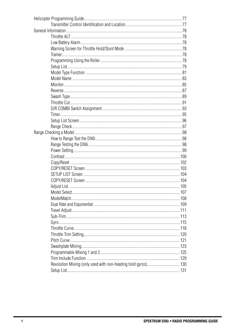 Spektrum DX6i User Manual | Page 4 / 140