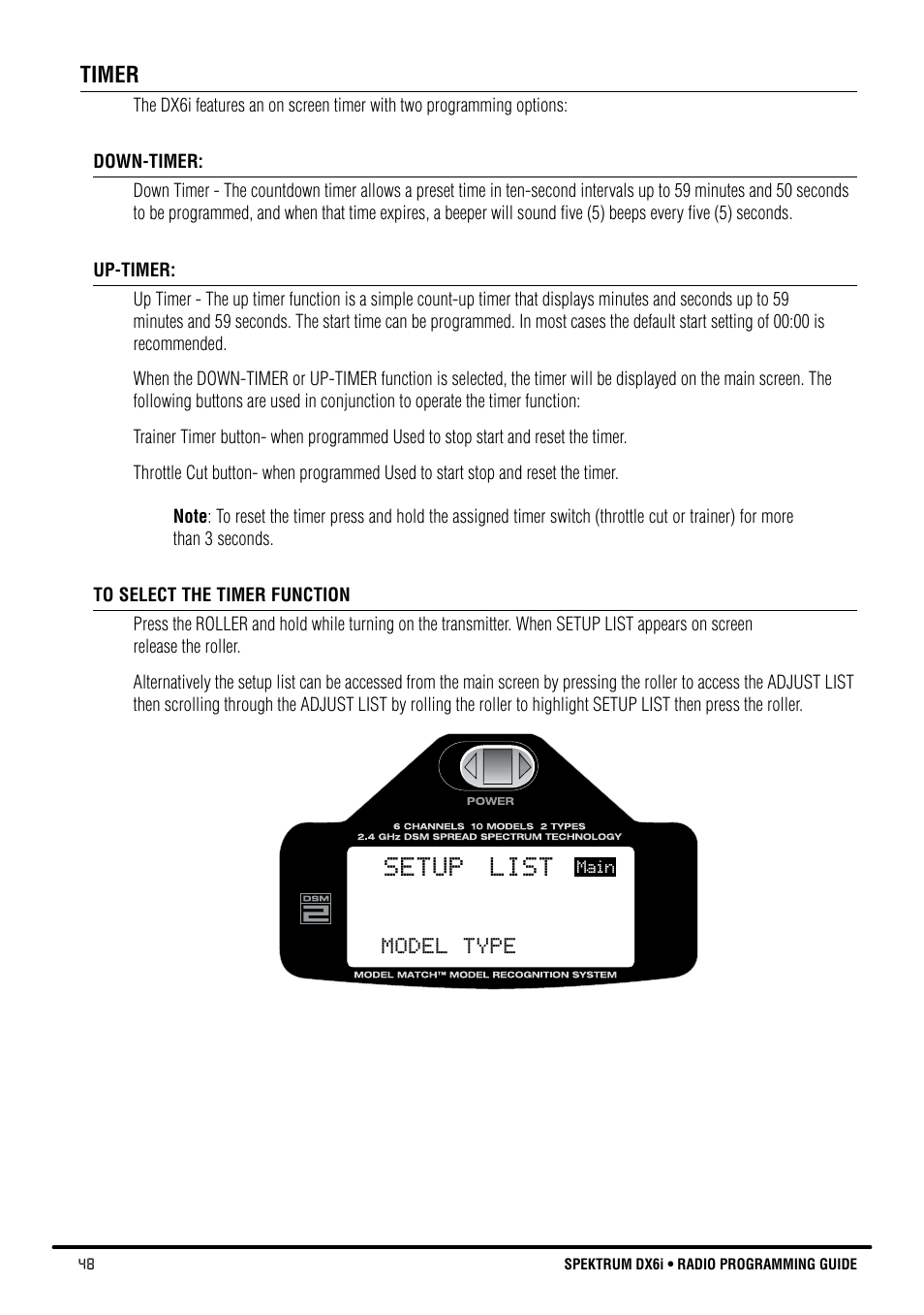 Setup list | Spektrum DX6i User Manual | Page 48 / 140