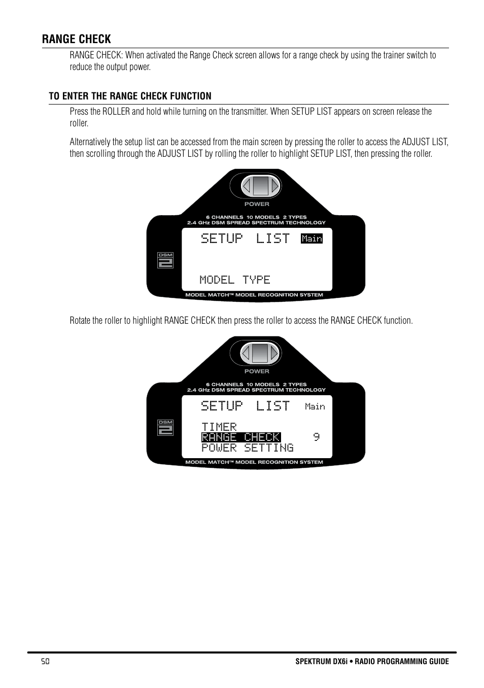 Setup list | Spektrum DX6i User Manual | Page 50 / 140
