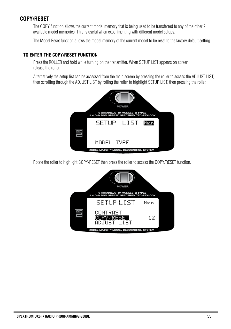 Setup list | Spektrum DX6i User Manual | Page 55 / 140