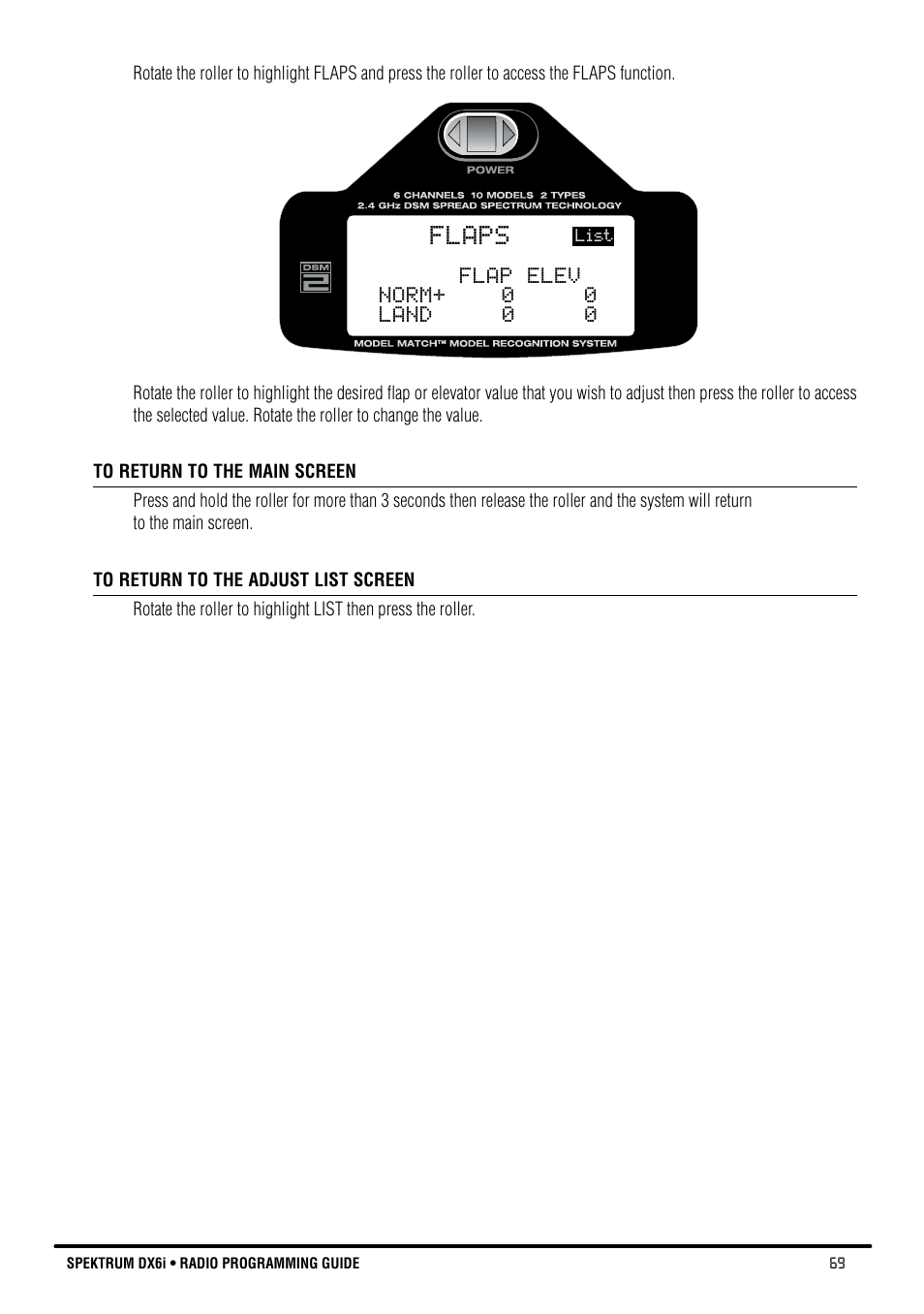 Flaps | Spektrum DX6i User Manual | Page 69 / 140