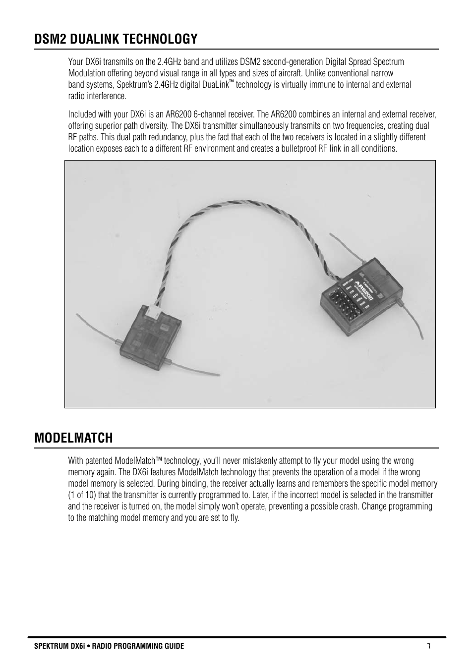 Dsm2 dualink technology, Modelmatch | Spektrum DX6i User Manual | Page 7 / 140