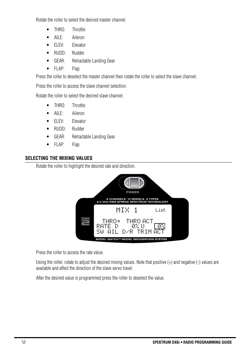 Mix 1 | Spektrum DX6i User Manual | Page 72 / 140