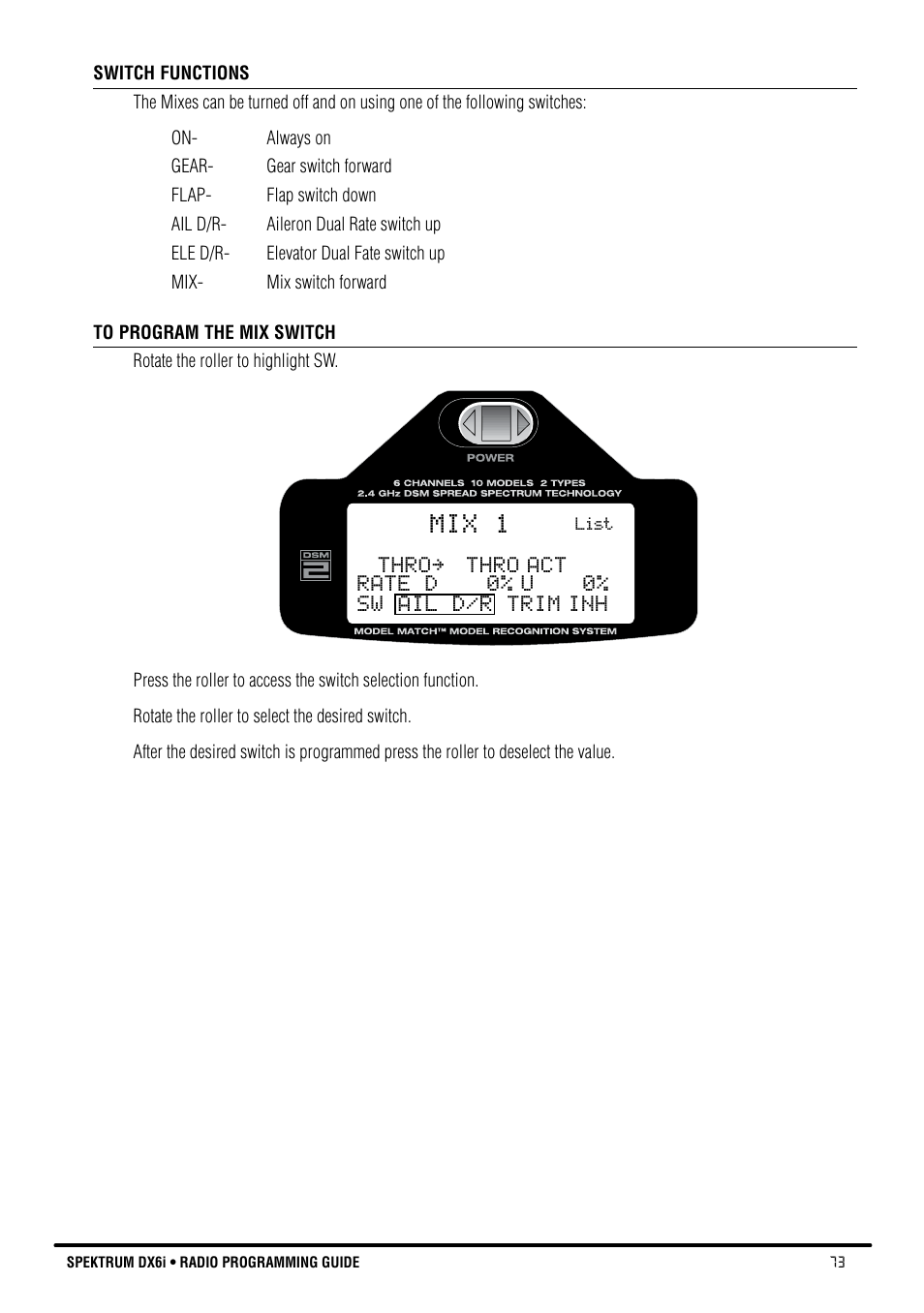Mix 1 | Spektrum DX6i User Manual | Page 73 / 140