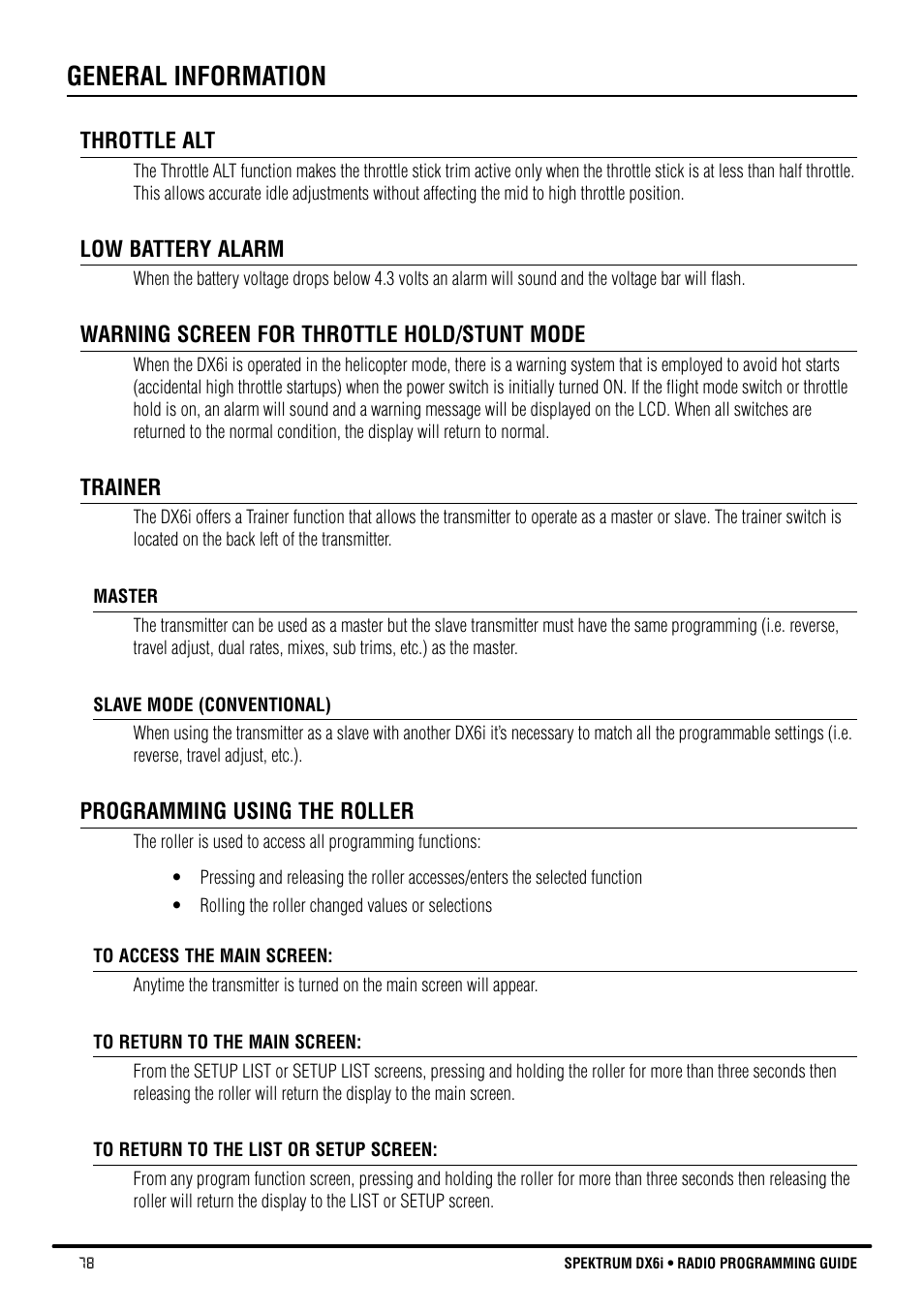 General information | Spektrum DX6i User Manual | Page 78 / 140