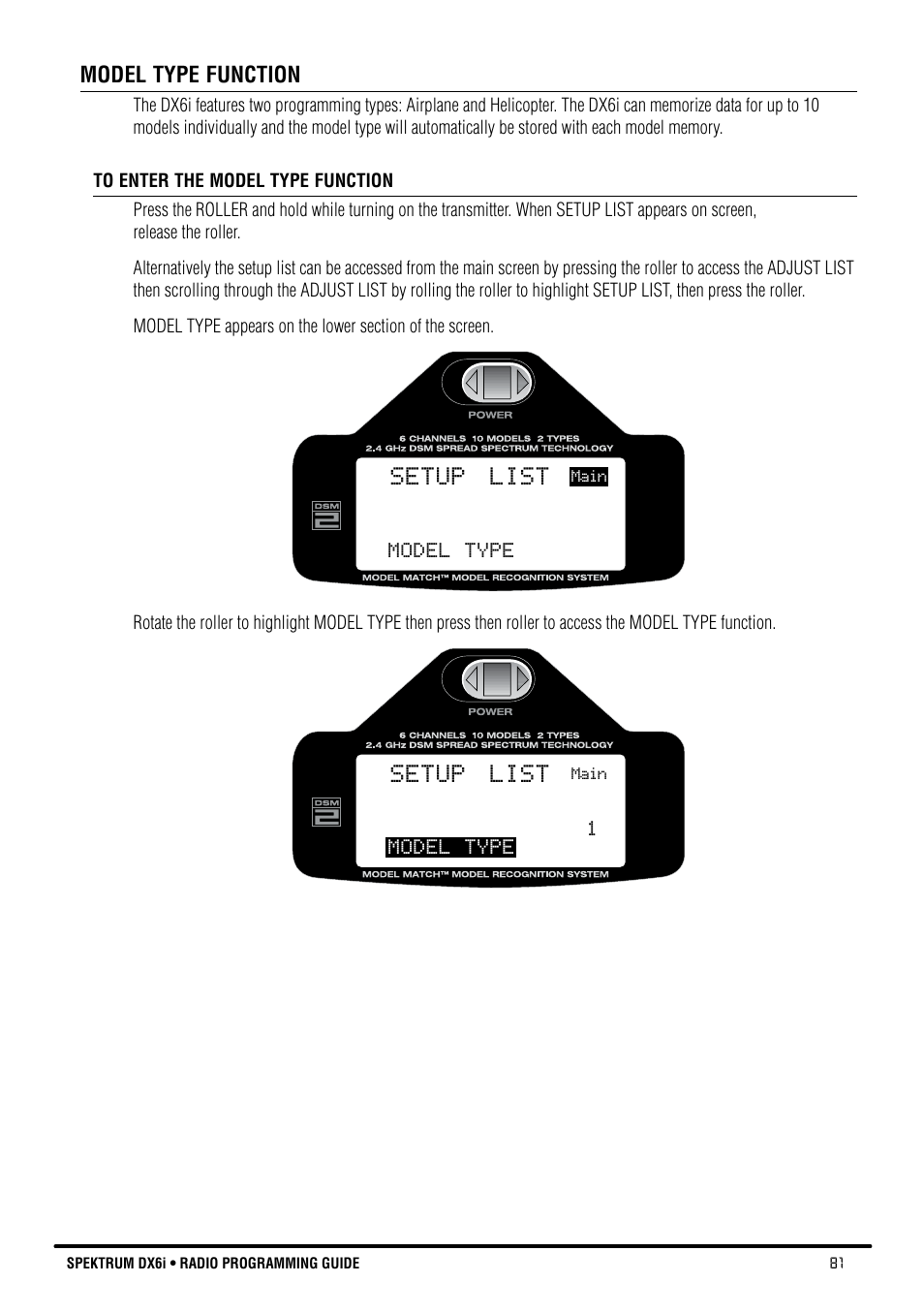 Setup list | Spektrum DX6i User Manual | Page 81 / 140