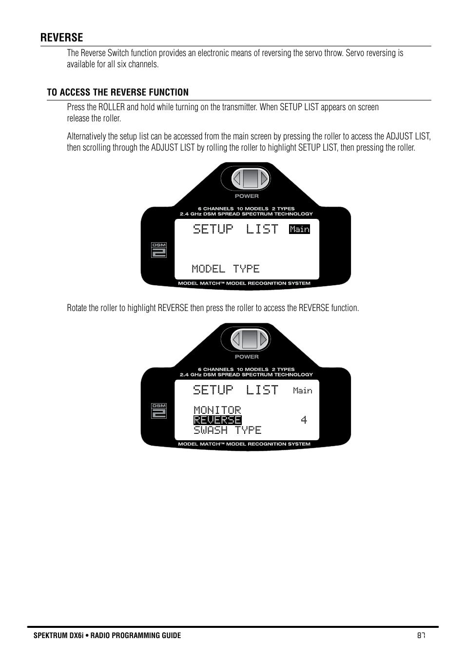 Setup list | Spektrum DX6i User Manual | Page 87 / 140