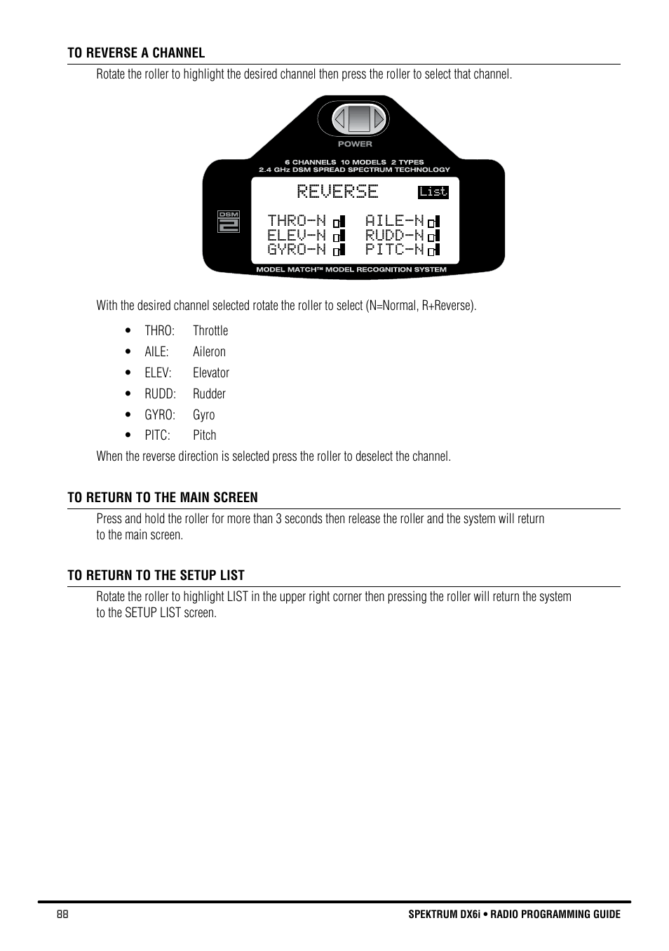 Reverse | Spektrum DX6i User Manual | Page 88 / 140
