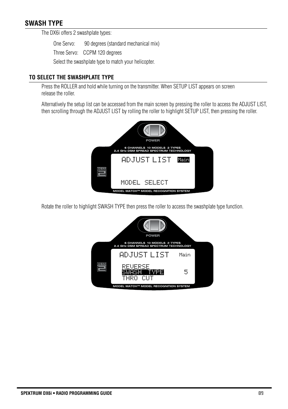 Adjust list | Spektrum DX6i User Manual | Page 89 / 140