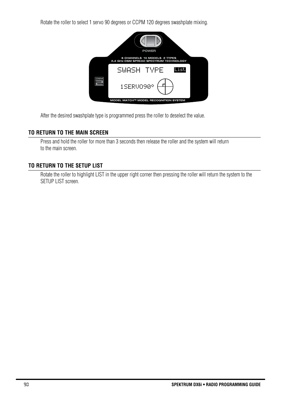 Swash type | Spektrum DX6i User Manual | Page 90 / 140