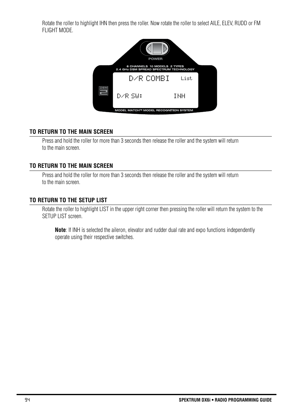 D/r combi | Spektrum DX6i User Manual | Page 94 / 140