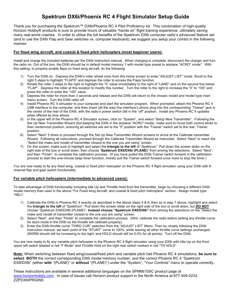 Spektrum DX6i User Manual | 1 page