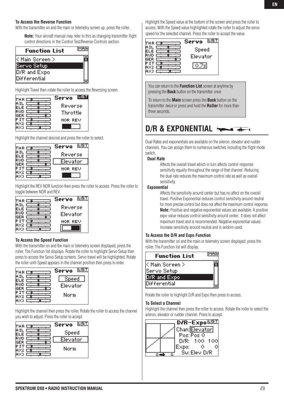 D/r & exponential | Spektrum DX8 User Manual | Page 23 / 42