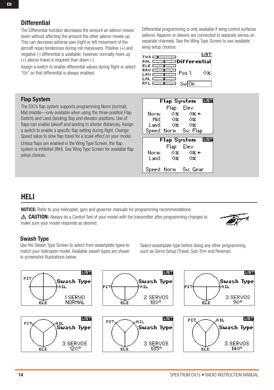 Heli, Differential | Spektrum SPM7800 DX7S User Manual | Page 14 / 32
