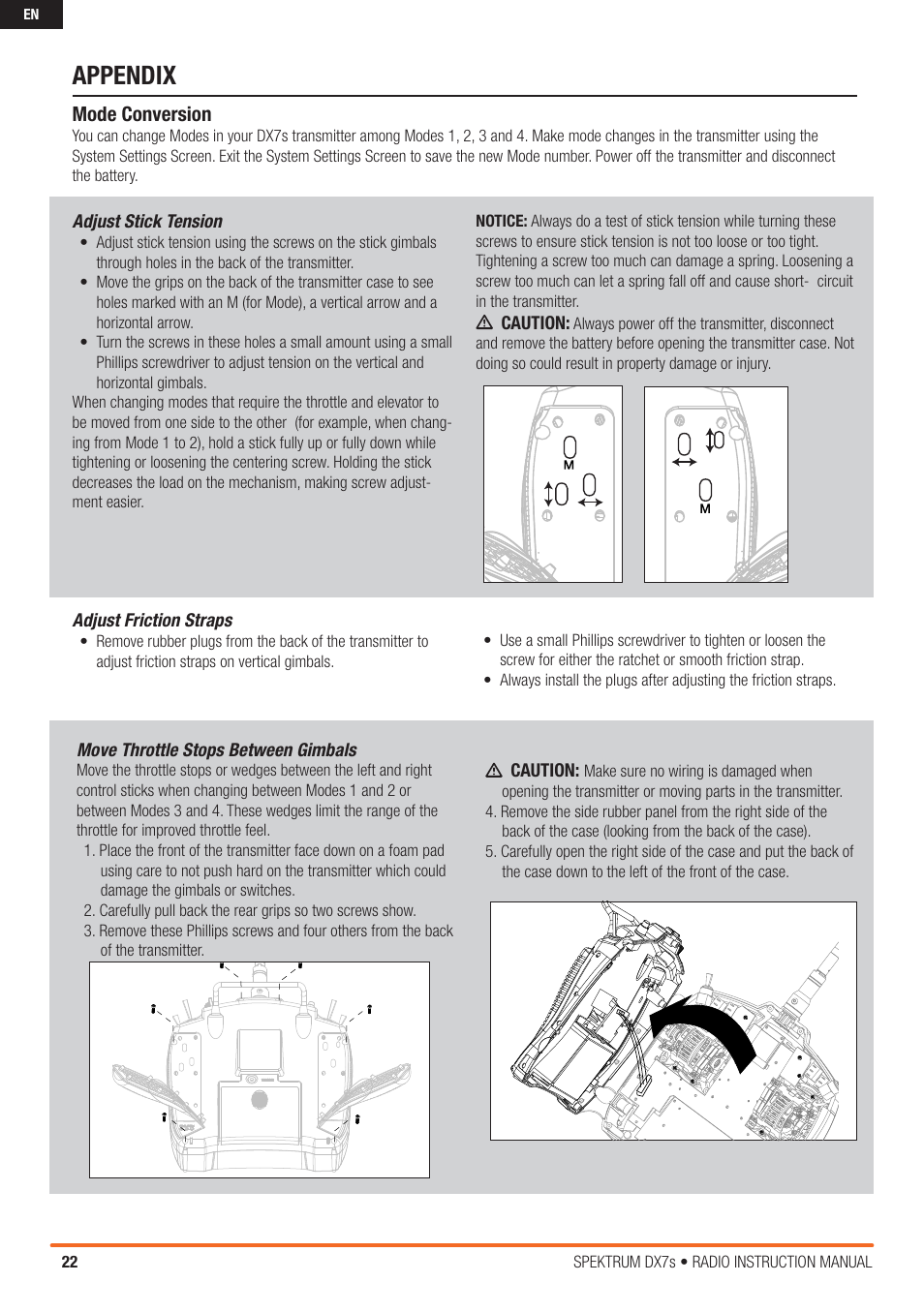 Appendix, Mode conversion | Spektrum SPM7800 DX7S User Manual | Page 22 / 32