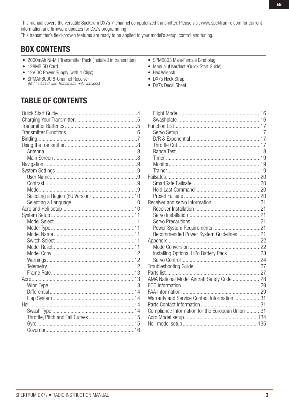 Spektrum SPM7800 DX7S User Manual | Page 3 / 32