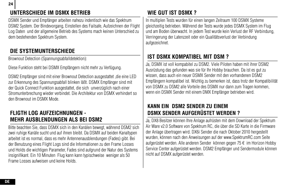 Spektrum SPMR4400 DX4e User Manual | Page 24 / 84