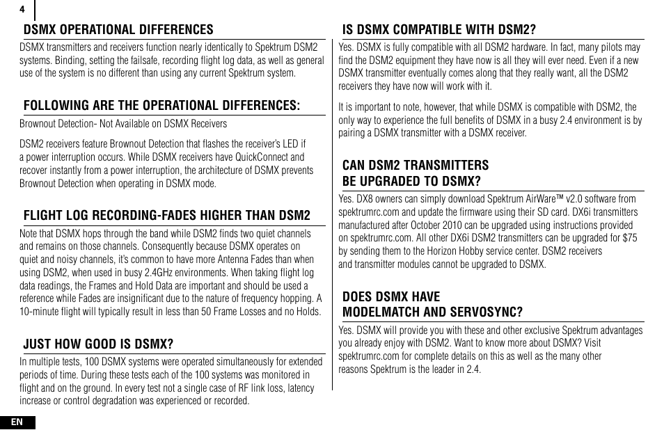 Spektrum SPMR4400 DX4e User Manual | Page 4 / 84