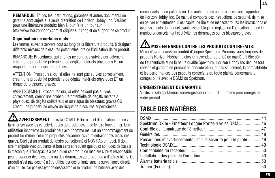 Spektrum SPMR4400 DX4e User Manual | Page 43 / 84