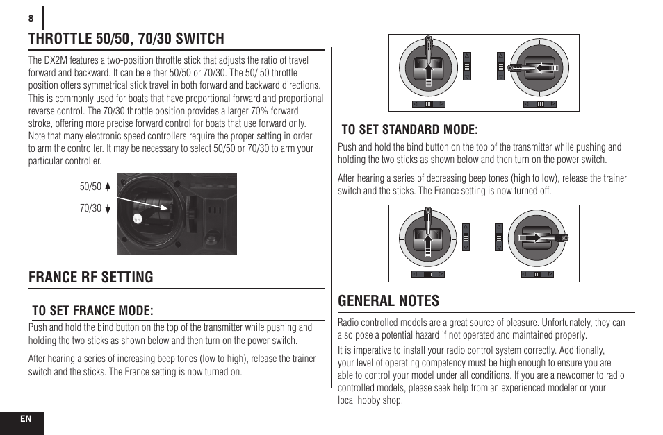 France rf setting | Spektrum SPMR2200 DX2M User Manual | Page 8 / 14