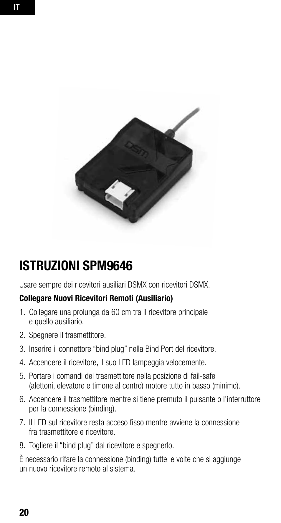 Istruzioni spm9646 | Spektrum SPM9646 User Manual | Page 20 / 24