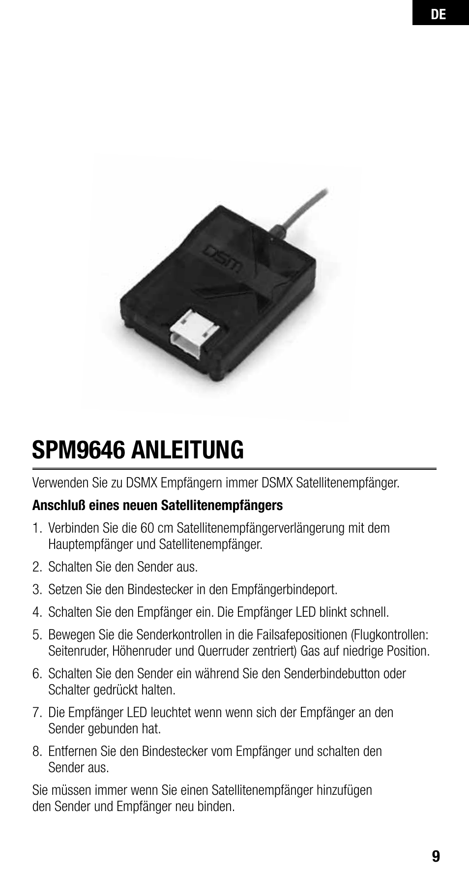 Spm9646 anleitung | Spektrum SPM9646 User Manual | Page 9 / 24