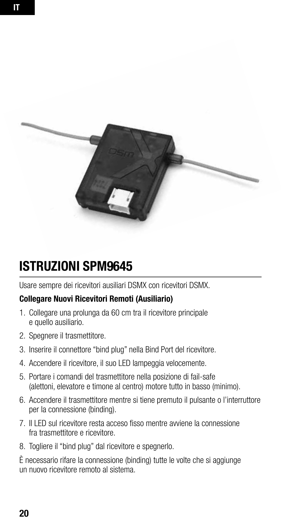 Istruzioni spm9645 | Spektrum SPM9645 User Manual | Page 20 / 24