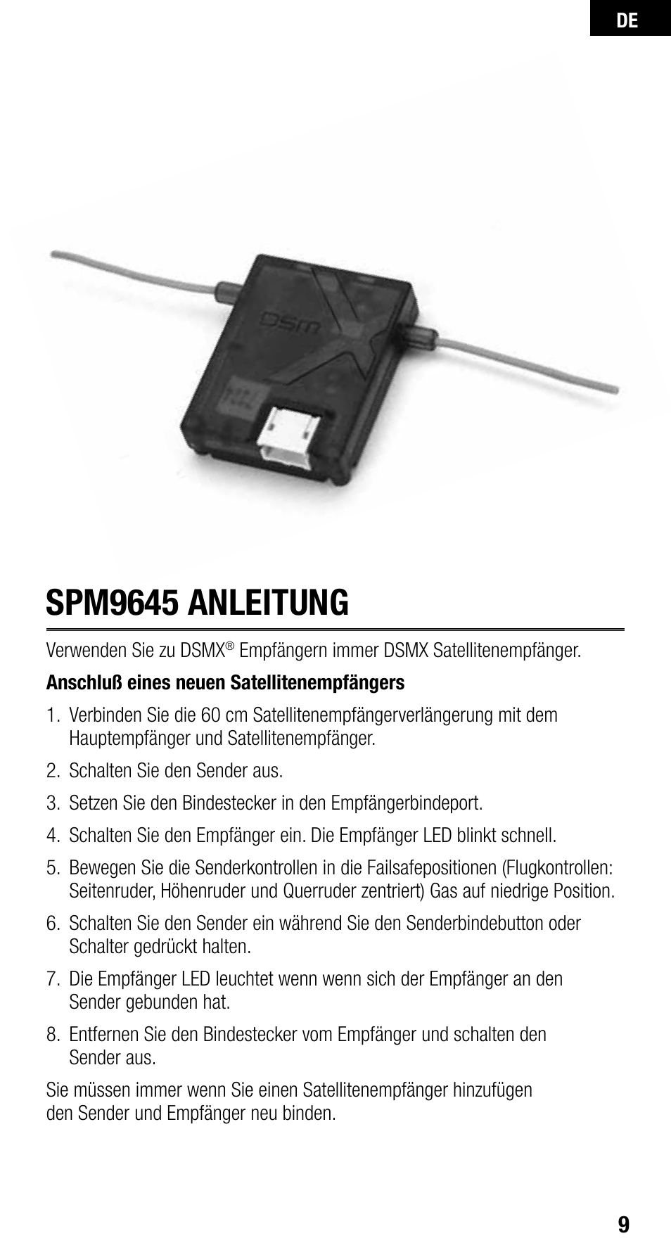 Spm9645 anleitung | Spektrum SPM9645 User Manual | Page 9 / 24