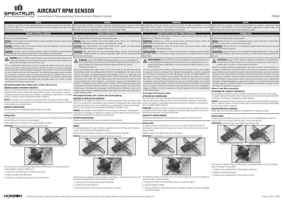 Spektrum SPM9560 User Manual | 3 pages